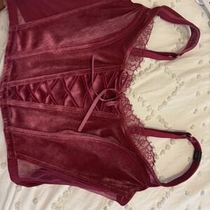 Victoria's Secret Women's Burgundy and Pink Corset